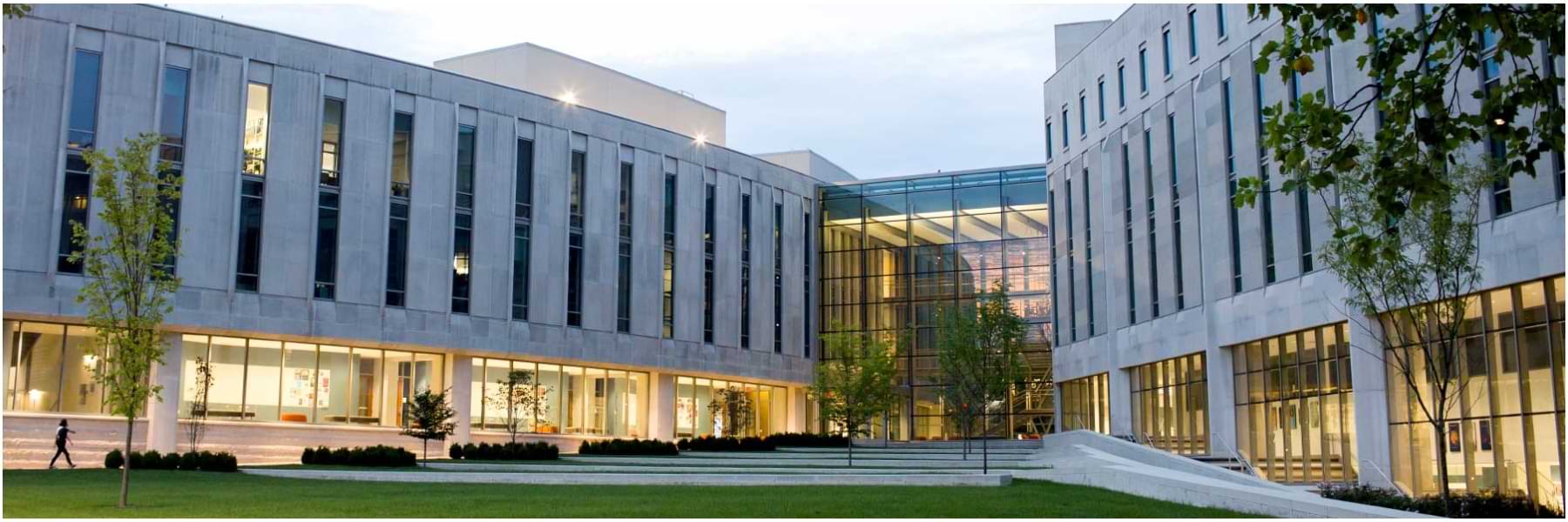 The Global and International Studies Building has lights on.